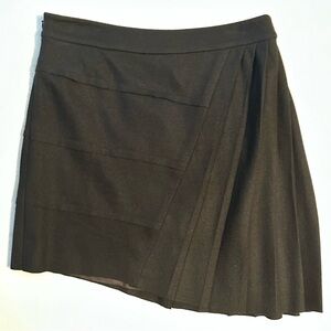 Rag & Bone Asymmetrical Wool Mini Half Pleated Skirt Womens 0 Black chic